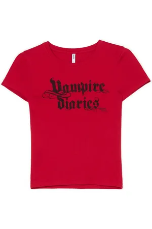 Cropp Červená tričko s potiskem The Vampire Diaries