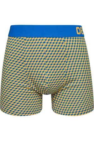 Dědoles Modro-žluté pánské vzorované boxerky