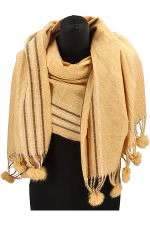 Cashmere Dámská šála ušitá ze směsi viskózy a vlny Sia, žlutá