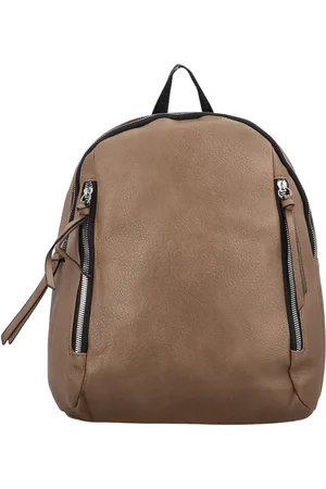 FASHION&CO Menší dámský koženkový batůžek s látkovými popruhy Nuria, zemitá
