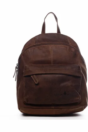 Green wood Menší praktický kožený batoh Mariette hnědá