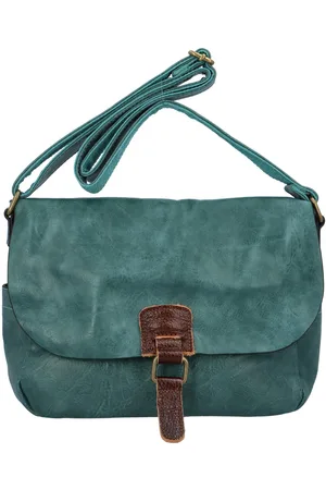 Paolo Bags Výrazná dámská koženková crossbody Santara, zelenomodrá