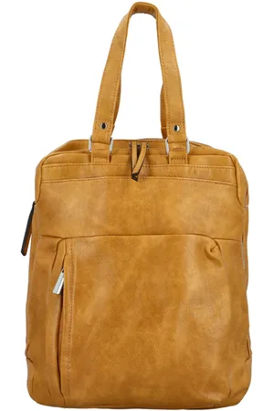 Paolo Bags Stylový dámský koženkový kabelko-batoh Frances, žlutý