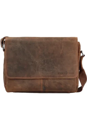 Green wood Trendy pánská kožená pracovní taška GW Flawius, khaki
