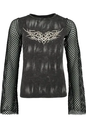 Rock Rebel Tričko s dlouhým rukávem Rock z Longsleeve With Used Wash And Mesh Sleeves