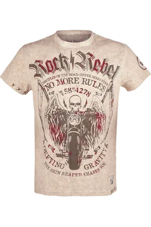 Rock Rebel Tričko Rock z Béžové tričko s klasickým výstřihem a potiskem