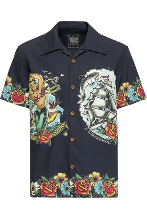 King kerosin Košile s krátkým rukávem Rockabilly z Košile Tropical Deluxe v havajském stylu