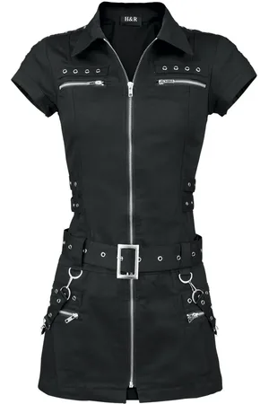 H&R London Krátké šaty Gotika z Black Zip Dress