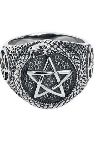 etNox hard and heavy Prsten Gotika z - Snake Pentagram Unisex