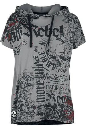 Rock Rebel Tričko Rock z Tričko ležérního střihu s potisky a kapucí