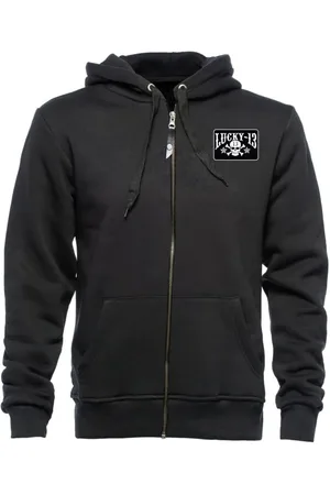 Lucky 13 Mikina s kapucí na zip Rockabilly z Černá mikina na zip Skull Stars