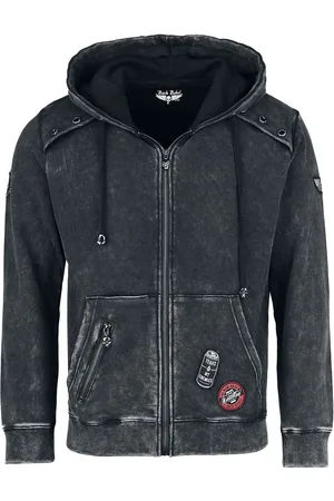 Rock Rebel Mikina s kapucí na zip Rock z Mottled Jacket With Patches