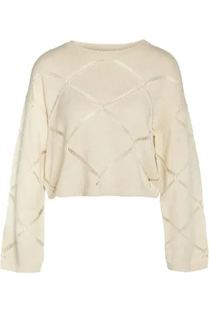 Noisy May Mikinové tričko z NMJUNE L/S O-NECK CROP KNIT NOOS