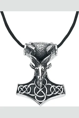 etNox hard and heavy Náhrdelník z - Přívěsek ve tvaru Thorova kladiva s hlavou kozla Muži