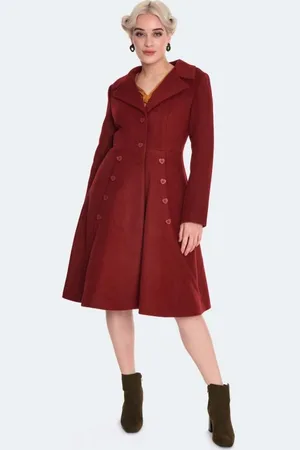 Voodoo Vixen Kabáty Rockabilly z Heart Button Flare Coat
