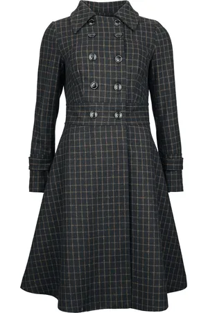 Voodoo Vixen Kabáty Rockabilly z Double Breasted Collared Check Coat