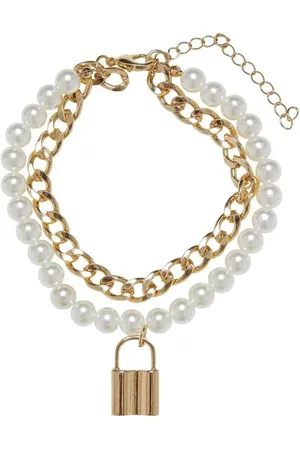 Urban classics Náramek z - Padlock Pearl Layering Bracelet Ženy