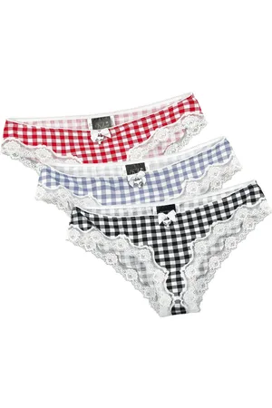 Pussy Deluxe Sada kalhotek z Sada 3 ks károvaných kalhotek