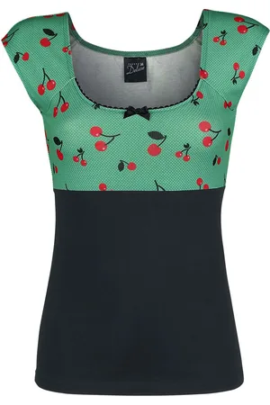 Pussy Deluxe Tričko Rockabilly z Cat Cherries Basic tričko