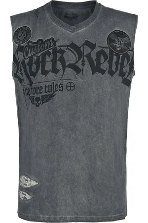 Rock Rebel Tílko Rock z Sivý top s opraným efektom a potlacou