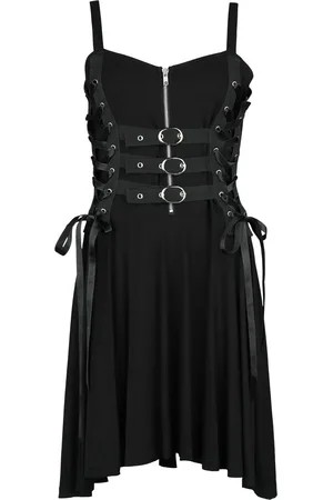 Gothicana Středně dlouhé šaty Gotika z Short Dress With Lacing and Straps