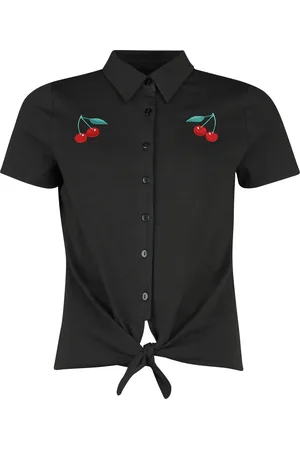 Pussy Deluxe Halenka Rockabilly z Classic Black Short Blouse