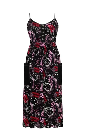 Hell Bunny Dlouhé šaty z x Smiley Originals Riot Dress