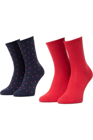 Tommy Hilfiger Sada 2 párů dámských vysokých ponožek 100001493 Tmavomodrá