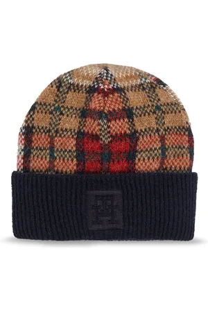 Tommy Hilfiger Čepice Tommy Check Beanie AW0AW15315 Tmavomodrá