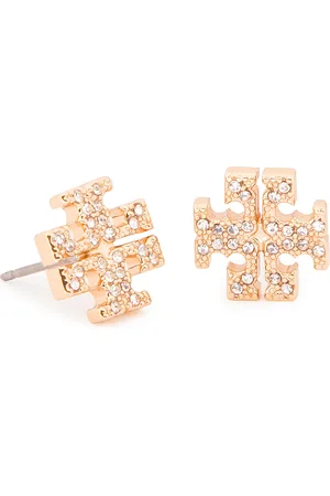 Tory Burch Naušnice Crystal Logo Stud Earring 53423 Zlatá