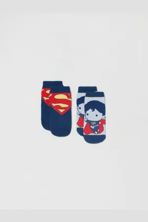 OVS Sada 2 párů dětských vysokých ponožek SUPERMAN 1627427 Tmavomodrá