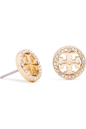 Tory Burch Naušnice Crystal Logo Circle Stud Earring 53422 Zlatá