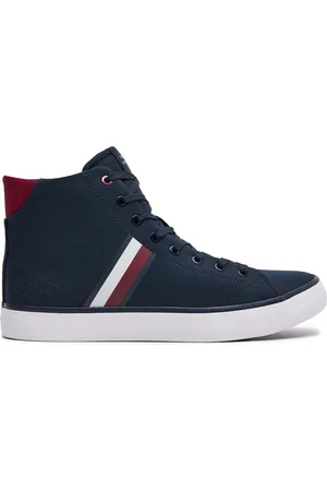 Tommy Hilfiger Sneakersy Th Hi Vulc Stripes Mesh FM0FM04948 Tmavomodrá