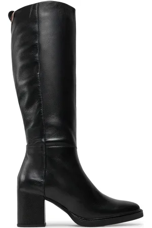 Tommy Hilfiger Kozačky Long Boot Mid Wrapped Lthr Heel FW0FW08099