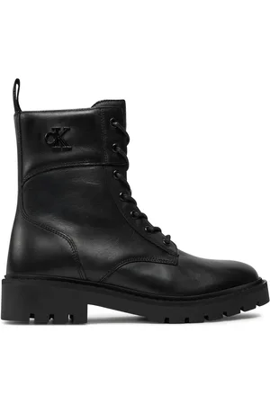 Calvin Klein Turistická obuv Combat Boot Mid Zip Lth In Calf YW0YW01550