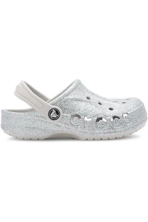 Crocs Nazouváky BAYA GLITTER CLOG K 207015-040 Stříbrná