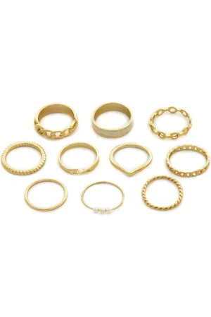 Pieces® Sada 10 prstenů 17146764 Zlatá