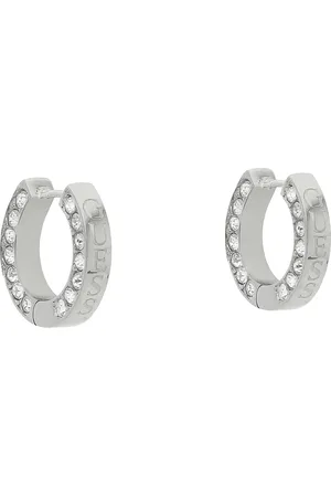 Guess Naušnice Circle Lights JUBE03 160JW Stříbrné rhodiování