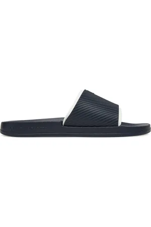 Calvin Klein Nazouváky Slide Rubber Neoprene Text YM0YM01234 Tmavomodrá