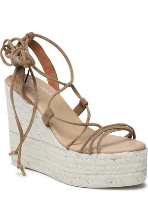 MANEBI Espadrilky Soft Suede Lace-Up Wedge Espadrilles L 8.7 WA