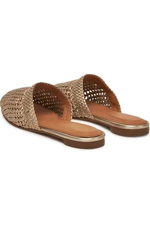 Tommy Hilfiger Nazouváky Crochet Metallic Leather Mule FW0FW08606 Zlatá