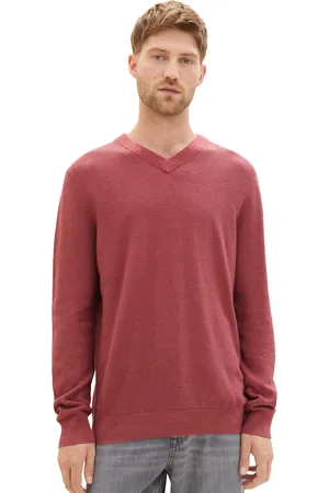 TOM TAILOR 1038242 32621 Burned Bordeaux Red Melange Pánský svetr-L