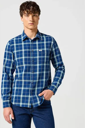 Wrangler Pánská košile d.r. One Pocket Shirt zeleno-modrá-L