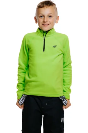 4F Chlapecká lyžařská flísová mikina FLEECE UNDERWEAR-JAW23UFLEM019-41N- NEON