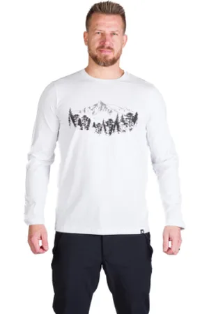 Northfinder Pánské turistické triko s dlouhým rukávem STEWART-377white