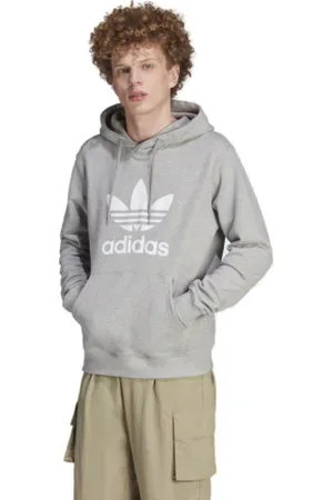 adidas Pánská mikina s kapucí TREFOIL HOODY-IM4490-medium heather