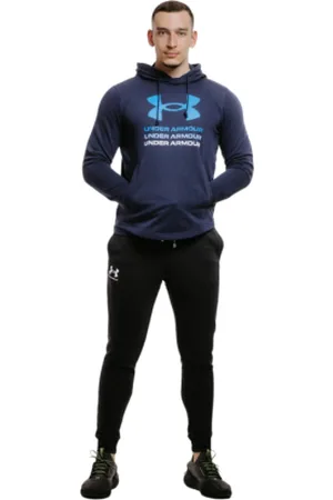 Under Armour Pánská mikina s kapucí UA Rival Terry Graphic Hood-BLU
