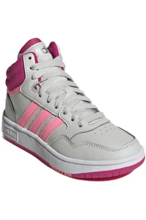 adidas Dívčí rekreační obuv Hoops 3.0 Mid K grey one beam team real magenta