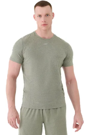 4F Pánské tréninkové tričko s krátkým rukávem TSHIRT FNK M1344-44M-OLIVE MELANGE