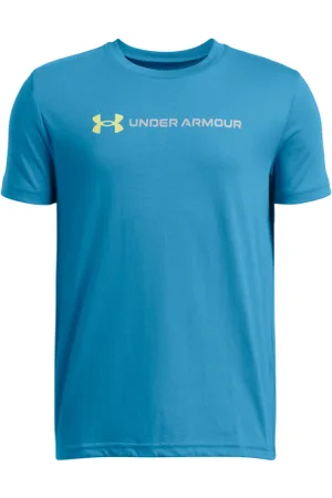 Under Armour Chlapecké tričko s krátkým rukávem UA B LOGO WORDMARK SS-BLU